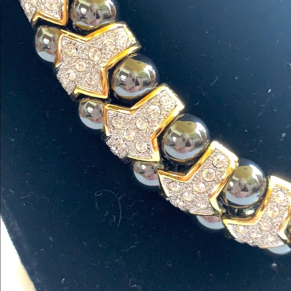 Gray Pearls and Jeweled Necklace - Picture 2 of 3